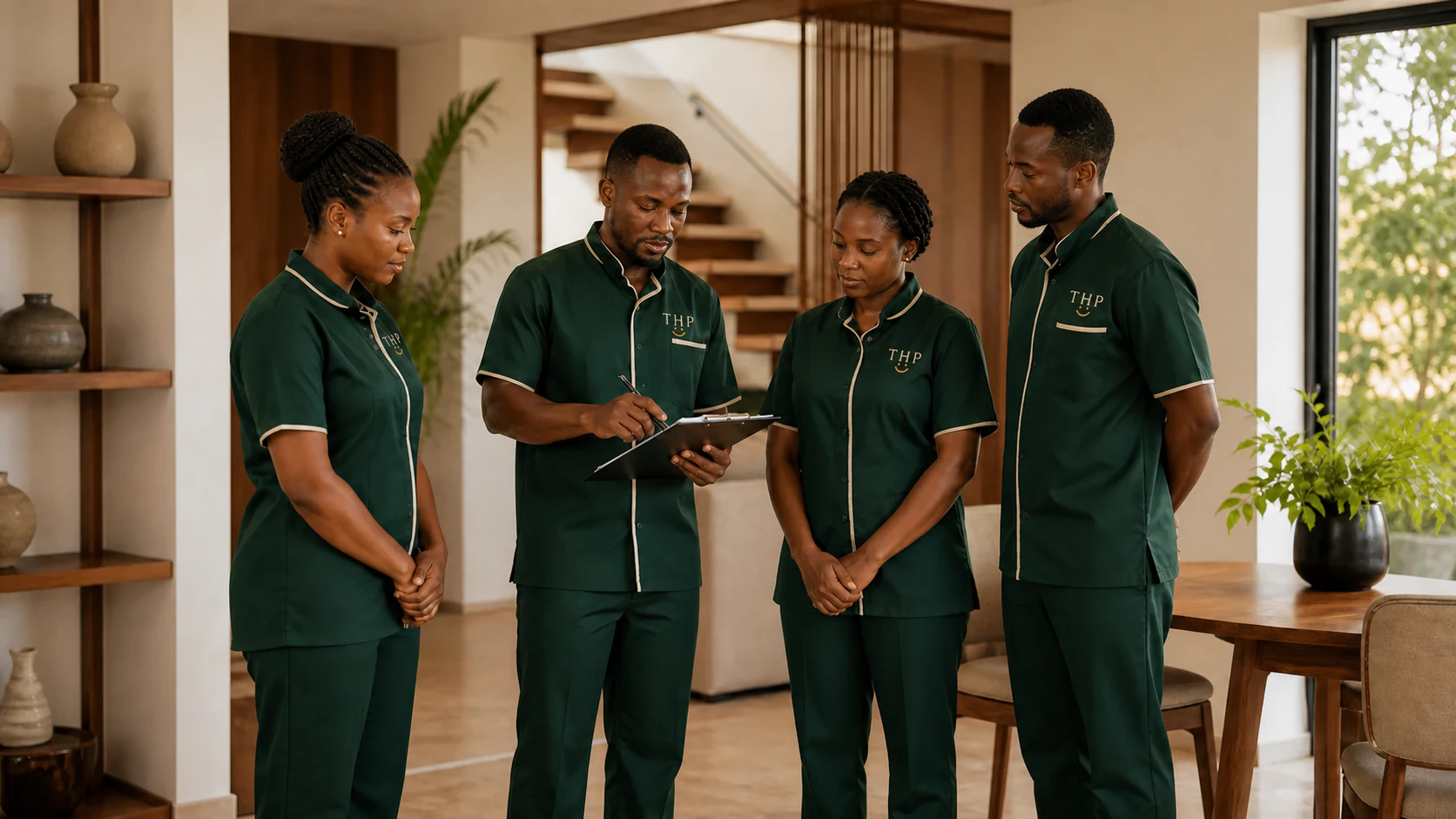 The Happy Place team preparing together before a professional clean